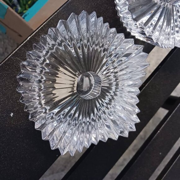 Set of Two 2 Mikasa "Motion" Crystal Glass Starburst Candle Holders - Picture 2 of 4